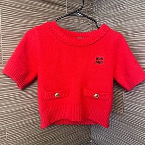 miu miu cropped sweater red